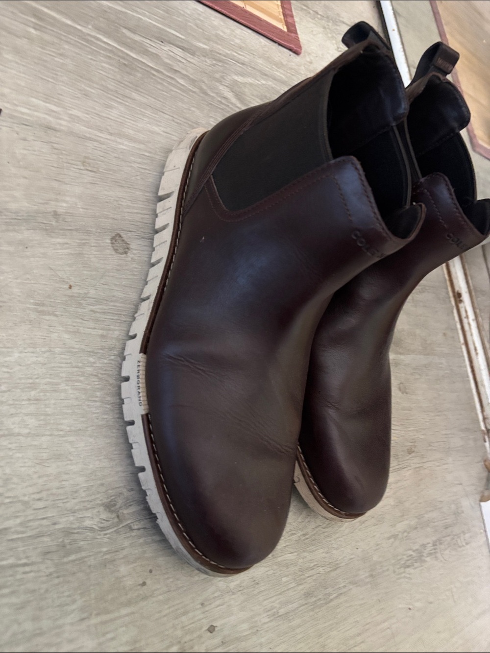 Cole Haan Brown Leather Chukka Boots with White Lug Sole